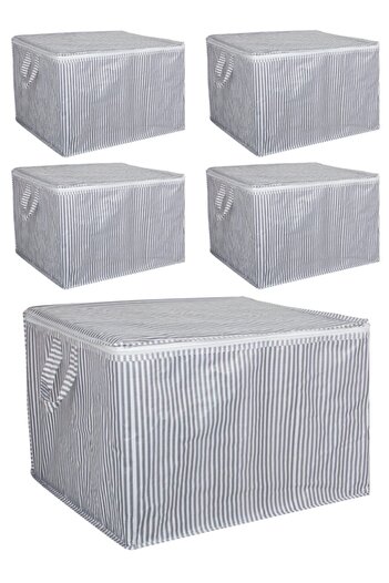 Keven Home 5 Pieces - Chest Type Trash Can Mini - Laundry & Sweater Etc. Hurcu 45X40X30 - Stain Resistant Striped Model