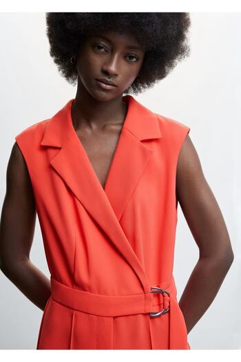 MANGO Woman Belted Wrap Cut Jumpsuit