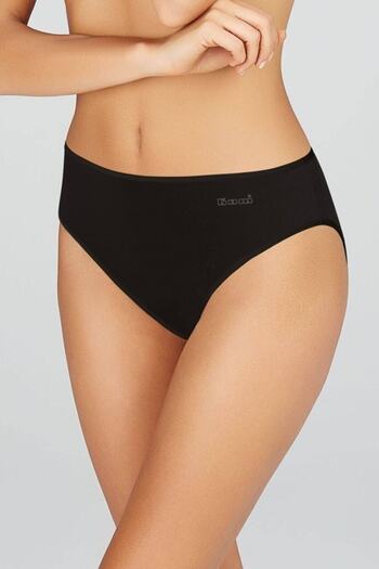 Kom Women's Combed Cotton Lycra Compact Basic Slip Panties 6-Piece Black