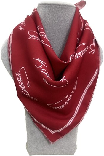 sema aksesuar Ataturk Signed Square Red Satin Bandana Scarf - 23 April