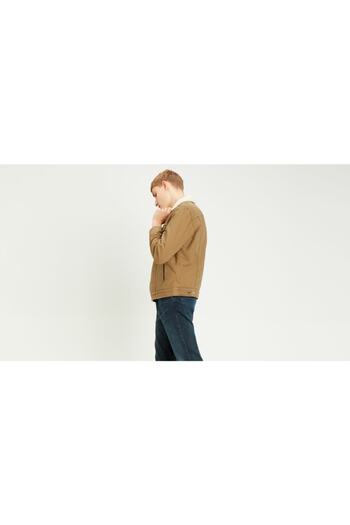 Levi's Men's White Type 3 Sherpa Trucker Cougar Canvas Trucker Jacket