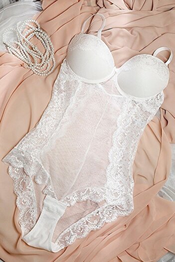 Emay Women's Lace Push Up Supported Body Powder 176
