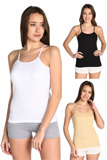 Tutku Women's Mixed Color 6-Pack Rope Suspender Undershirt ELF568T0135CCM6