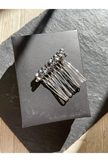 Pearly Handmade Καπνιστή Κρυστάλλινη Μίνι Χτένη Πόρπη 4 εκ