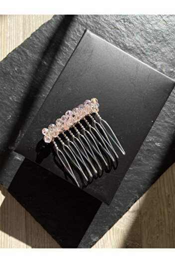 Pearly Handmade Ροζ Μίνι Κρυστάλλινη Πόρπη 4 εκ