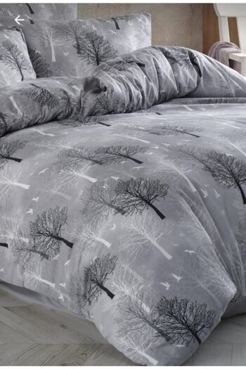 üntaş Gray Tree Pattern Single Duvet Cover Set