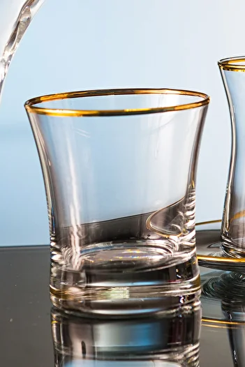 Soprano Gold Cut Hand Decor Gilded 6 Pieces Patterned Water Glass Set