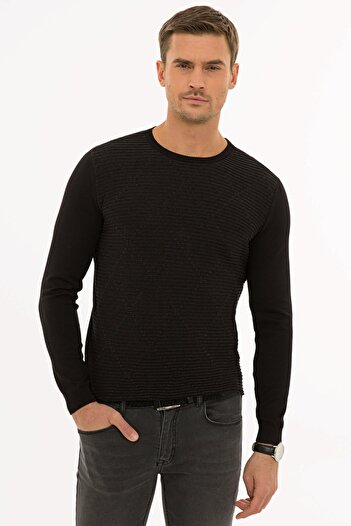 Pierre Cardin Men's Black Slim Fit Knitwear Sweater G021SZ0TK.000.1217417