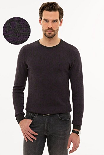 Pierre Cardin Men's Purple Slim Fit Crew Neck Knitwear Sweater G021SZ0TK.000.1114085