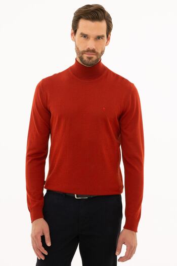 Pierre Cardin Men's Brick Slim Fit Full Turtleneck Basic Knitwear Sweater G021SZ0TK.000.1111419