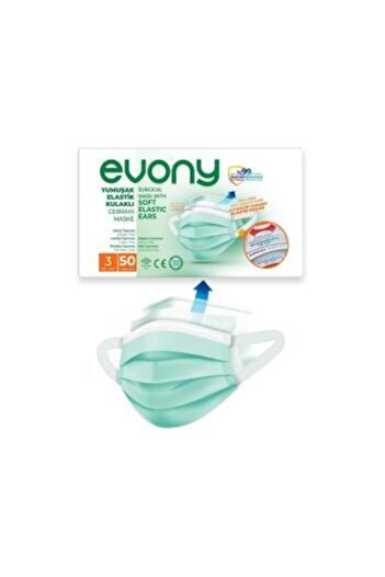 Peyless 50'li Evony Yumuşak Elastik Kulaklı Cerrahi Maske