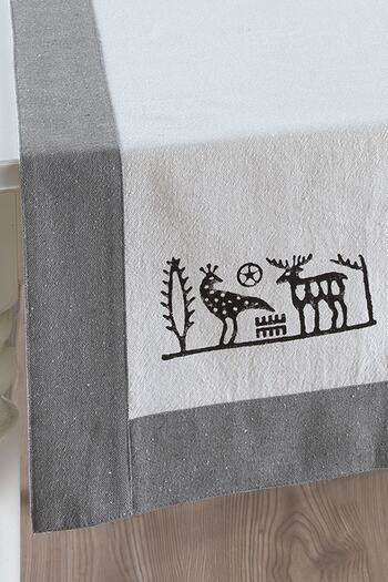 ÖDEL HOME Buldan Fabric Bordered Stone Printed Ethnic Patterned Runner