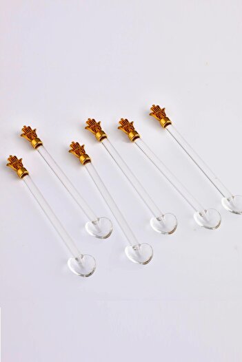 DECOSTYLE The Glass Tea Spoon Set with Handles, Stylish and Convenient, 6 Pieces