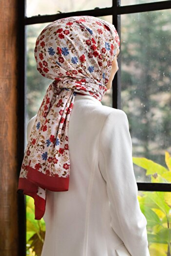 Vissona Women's Luxury Medina Silk Shawl Red-indigo