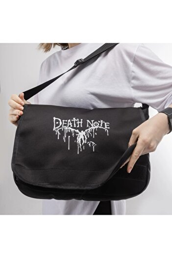 Gofeel Large Black Death Note Printed Messenger Bag