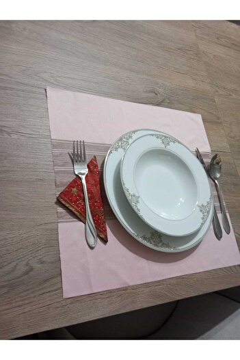 Üçbey Runner Placemat Tablecloth Coffee Table Cover 40x40 Pink Color