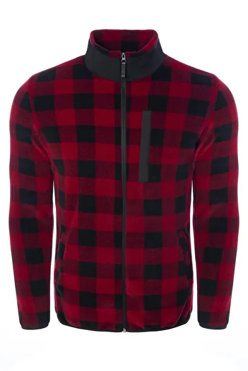 GHASSY CO. Men's Lumberjack Plaid Full Zipper 3 Pocket Outdoor Fleece Jacket
