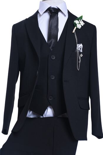 ceocuk Black Color Vest Kids Suit