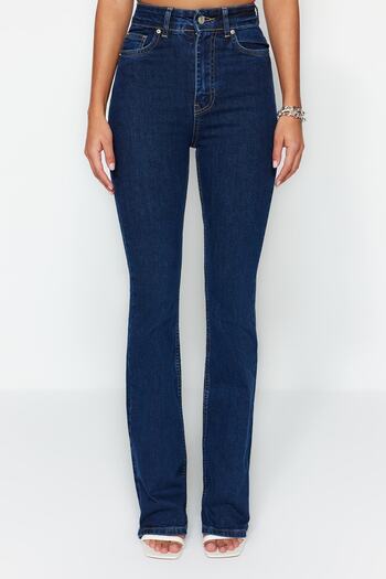 Trendyol Collection Σκούρο μπλε τζιν Super High Waist Flare TWOSS23JE00064