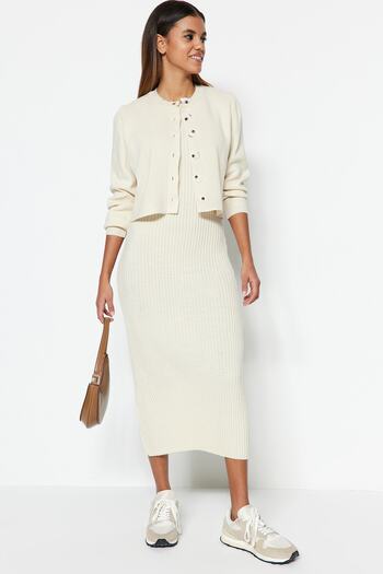Trendyol Collection Strickwaren Basic Stone Midikleid – TWOSS23EL00738