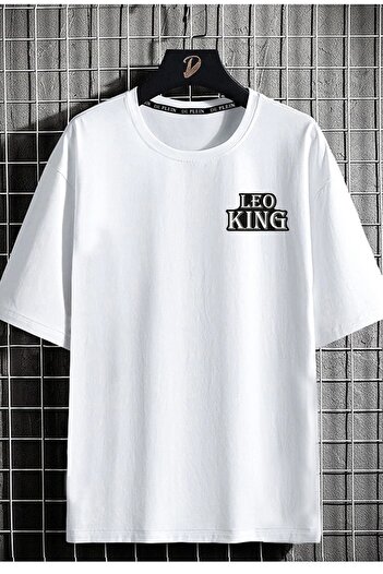 DE PLEIN White Oversize Unisex Leo King Printed 100% Cotton T-shirt