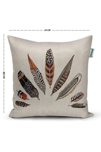 Sakallı Set of 4 Throw Pillow Cases with Lucky Feather Pattern