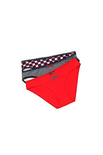 U.S. Polo Assn. Kadın, Lisanslı, Uspa, Pamuklu, Kırmızı, Özel Üretim Slip, Külot, 3'lü Paket
