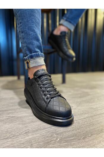 Knack High Sole Casual Shoe 044 Quilted Black (black Sole)
