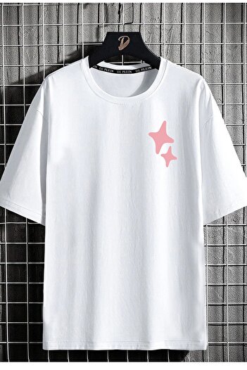 DE PLEIN White Oversize Unisex Broken Hearts Plein Printed 100% Cotton T-shirt