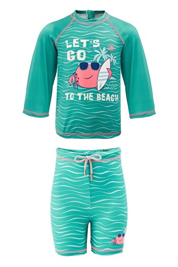 Remsa Mayo Shorts T-Shirt Set Short Sleeve Crab Kids Baby Swimsuit 5387 Larry Blue