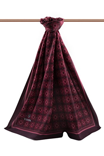 Vissona Women's Luxury Medina Silk Shawl Claret Red-1