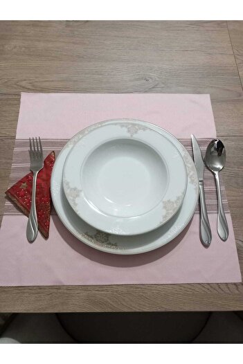 Üçbey Runner Placemat Tablecloth Coffee Table Cover 40x40 Pink Color