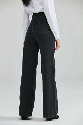 Livik Colorfast Black Lycra Wide Leg Jean - Loose Wide Leg Jeans (Super High)