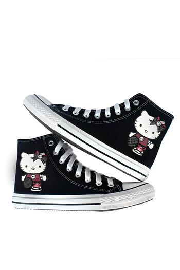 Touz Παπούτσια Gothic Converse Hello Kitty με εμπριμέ μαύρο καμβά