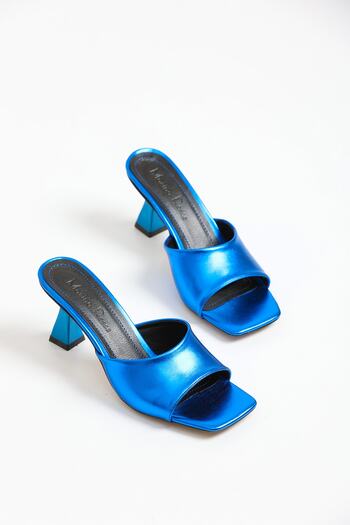 marinarosse Women's Lena Metallic Parliament Blue Skin Slippers