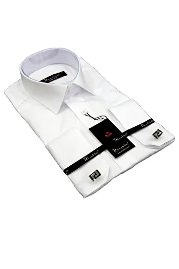 Dicotto Slim Fit Solid Color Men's Shirt with White Micro Fabric Cufflinks - 199-1