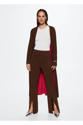 MANGO Woman Flare Knitwear Trousers with Slit Detail