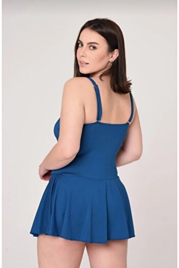 METROPOL Petrol Blue Adjustment Strap Flounced Dress Swimsuit