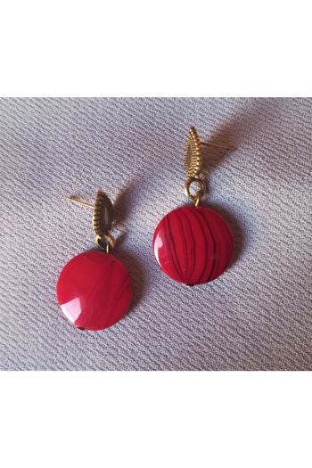 dela otantik Red Color Glass Stone Authentic Bohemian Dangle Women's EarringsHandmade Bijouterie Gift Jewelry