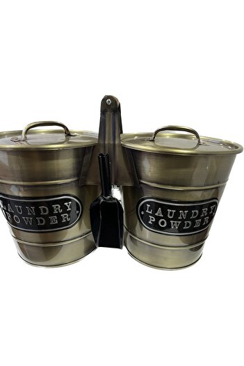 LUCKYHOMES Metal Laundry Gold Detergent Storage Container 1197-2/3