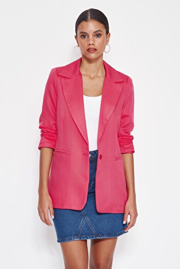 Trendyol Collection Fukszia szövött bélelt gombos blézerkabát TWOSS22CE0092