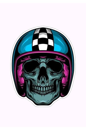 MegaSticker 14x12 Cm Cască Albastră Cască Auto și Motocicletă Autocolant Laptop