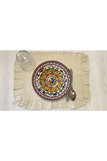 White Alamode Ruffled Single Placemat 45x35cm