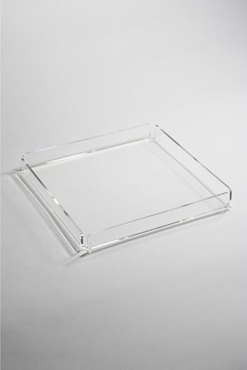 Asfal Şeffaf Pleksi Tepsi 25x25 Cm Servis, Kahve, Çay Ve Sunum Tepsisi