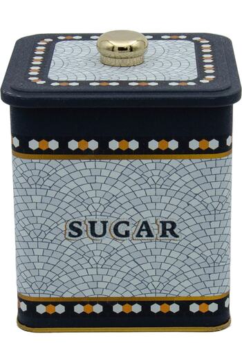 EVLE Er023-6d Mosaic Sugar Patterned Square Metal Storage Container 12x12 Cm
