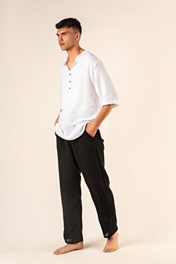 Botex Organic Muslin Judge Collar Shirt - White