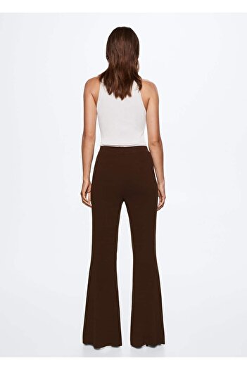 MANGO Woman Yırtmaç Detaylı Flare Triko Pantolon