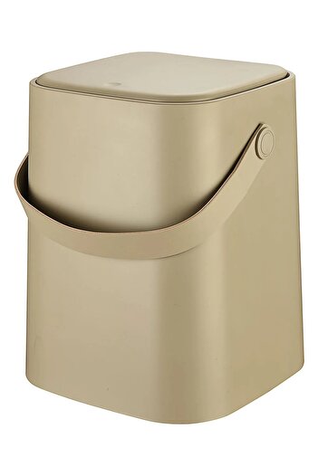 Carat Home 8 Lt Latte Large Size Countertop Kitchen Trash Can with Click Lid and Handle Inner Bucket