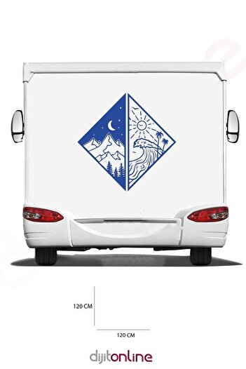 Dijitonline Autocolant Caravan Dağ - Autocolant Val - Autocolant Natură - 120x120 Cm