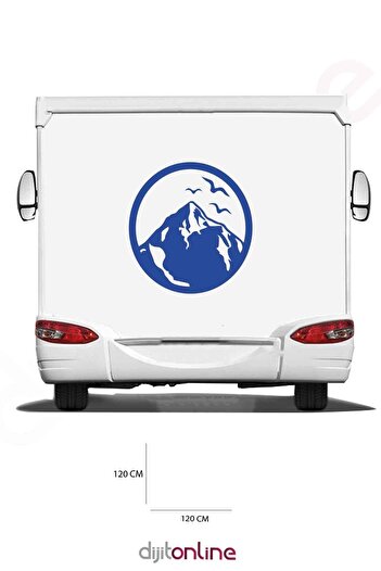 Dijitonline Autocolant Caravană Munte - Autocolant Munte și Păsări - 120x120 Cm